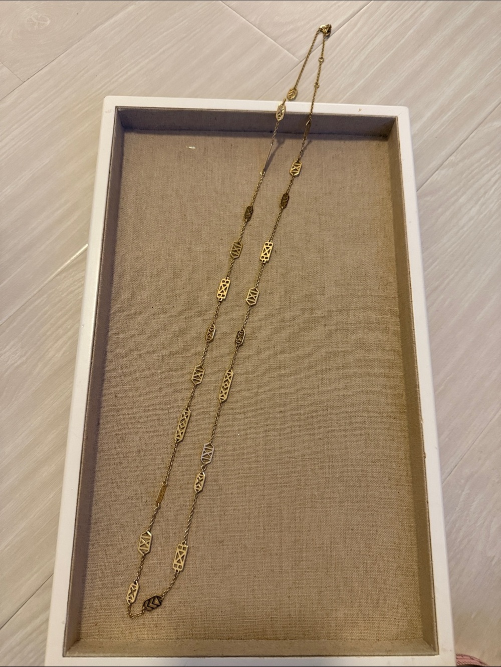 Stella & Dot Gold Geometric Station Long Necklace